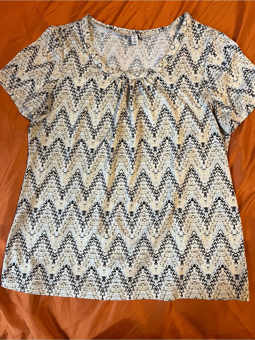 Notations Black and Yellow Short Sleeve Print Blouse
